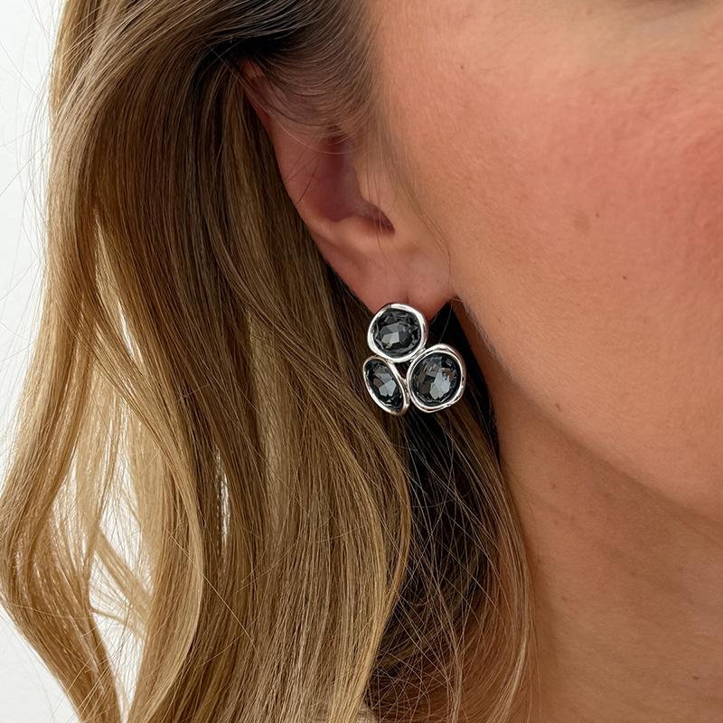 Fashion Black Diamond Triangular Geometric Stud Earrings For Women Jewelry Accessries Gifts