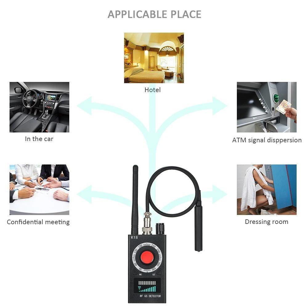 K18 Anti Candid Camera Detector Bug Gadgets Wiretapping Finder GPS Signal Lens RF Spy Tracker Detect Multi-function Anti Camera