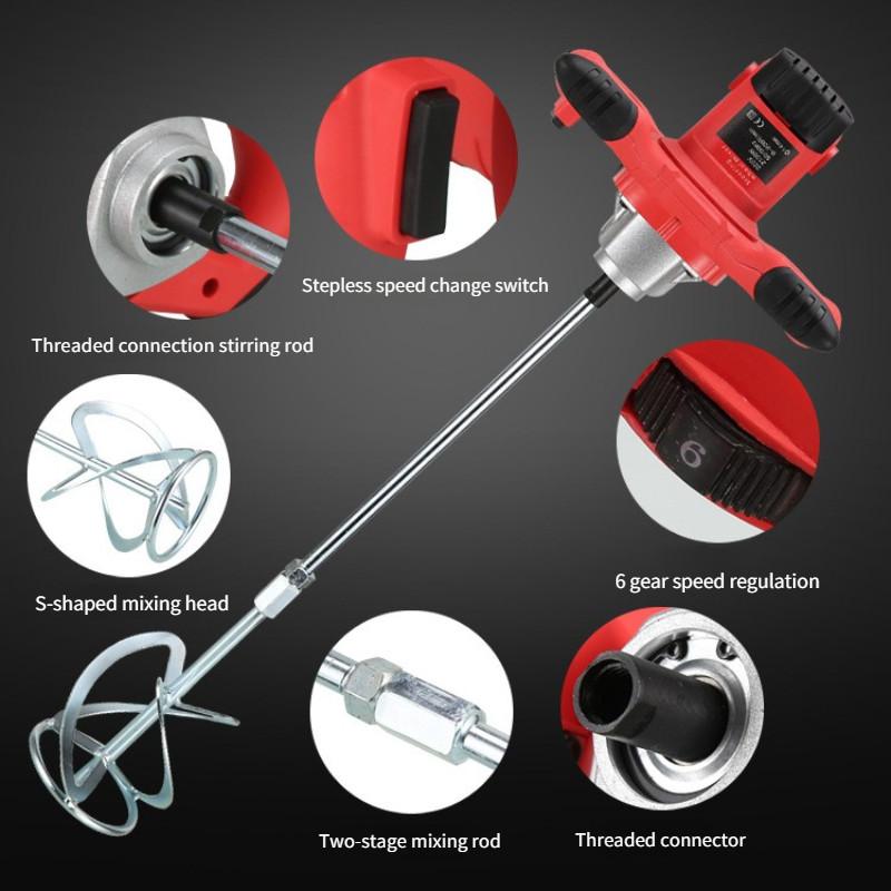 2100W 6-Speed Adjustable Paint Mixer Professional Cement Putty Powder Mixing Equipment Industrial Electric Blender