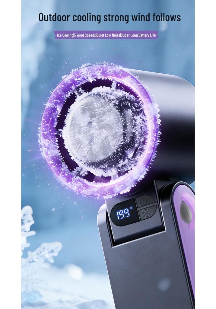 Mini Fan: High-Speed Cooling, Digital Display, Ice Pack, Foldable, Neck-Hanging Handheld Fan (2026 Edition)