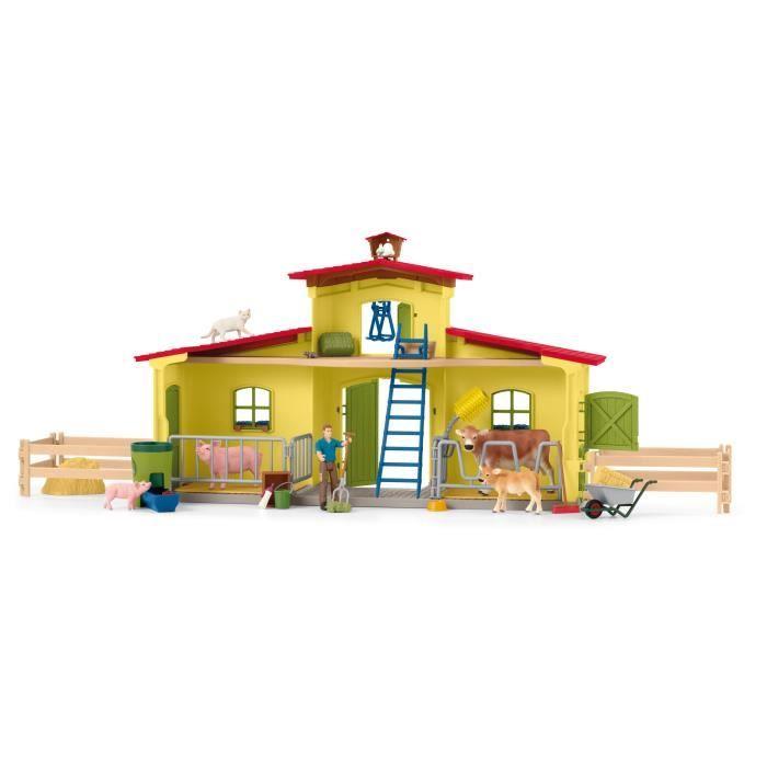 Coffret ferme éducative de 92 pièces avec Ensemble de Figurines animaux et accessoires, Schleich 42605 Farm World