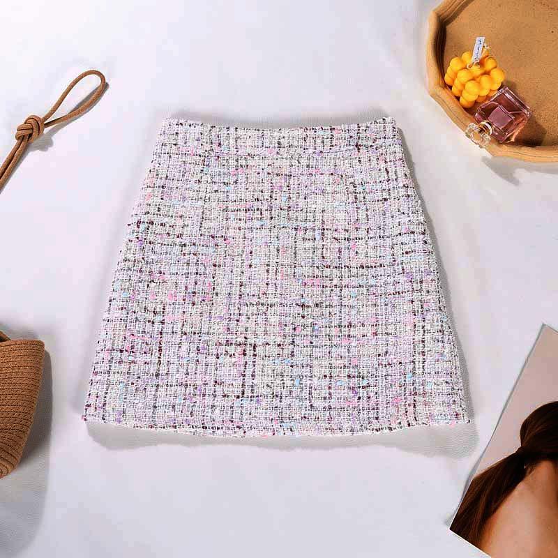 

Женские короткие юбки для офиса, женские, средней длины, с высокой талией, деловые, клетчатые, элегантные, с сумкой и бедрами, одностежковая юбка, женские Faldas L белый