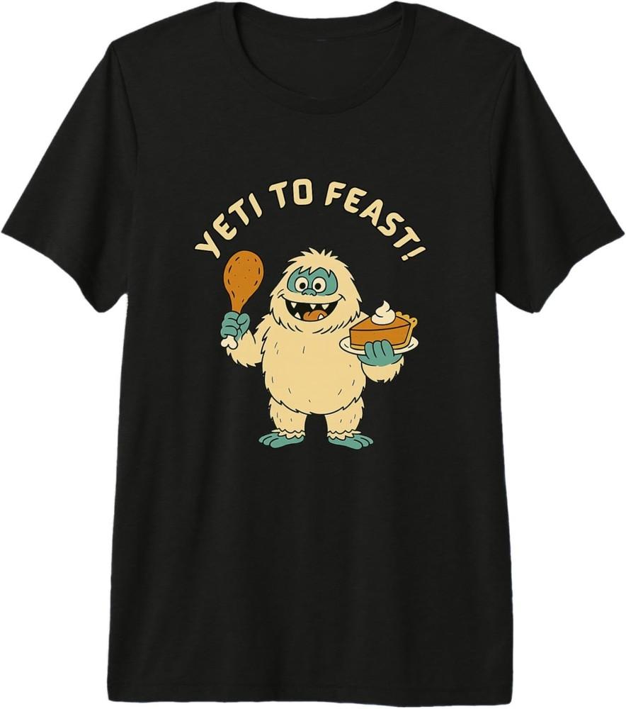

Funny Thanksgiving Bigfoot Turkey and Pumpkin Pie Feast Premium Tri-Blend T-Shir S