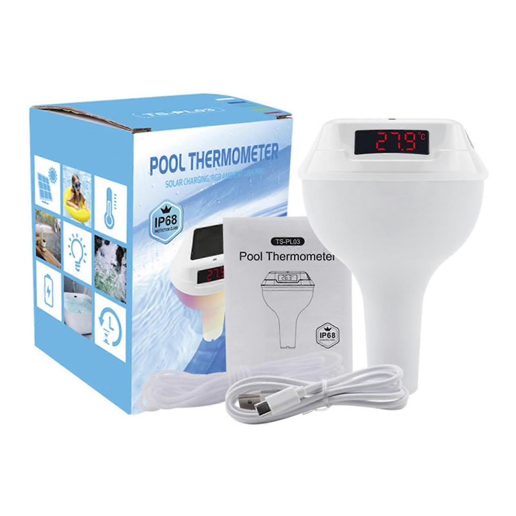 Termômetro de Piscina Solar com Luzes IP68 Medidor Flutuante de Temperatura da Água Display LCD e Luz de Humor para Banheiras de Hidromassagem Spa