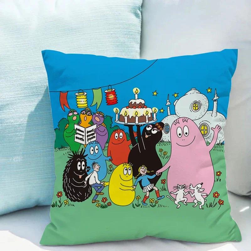 Les Barbapapa Pillowcases Cushion Cover X Double-sided Printing  for Sofa Cushions Covers Short Plush Couch Pillows Pillow