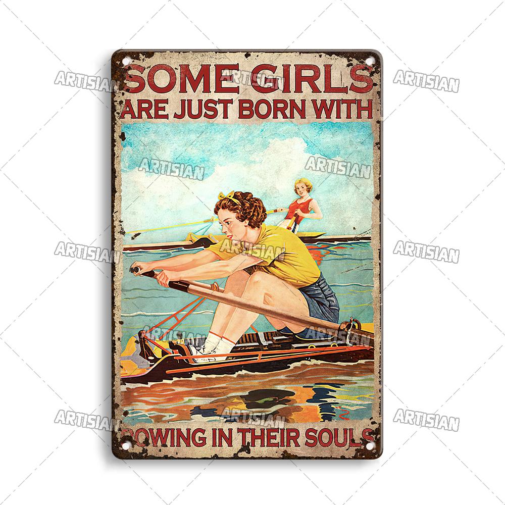 Artisian Rowing Metal Sign Surfing Tin Poster Kayaking Sport Decorative Plate Wall Decor Garage Bar Pub Club Hotel Cafe Kitchen