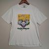 Vintage Single Stitch Mardi Gras Großes T-Shirt Weiß Fruit of the Loom USA Hergestellt