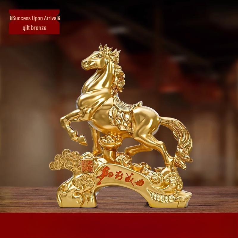 

ZISIZ Gilt Bronze Success Horse Ornament