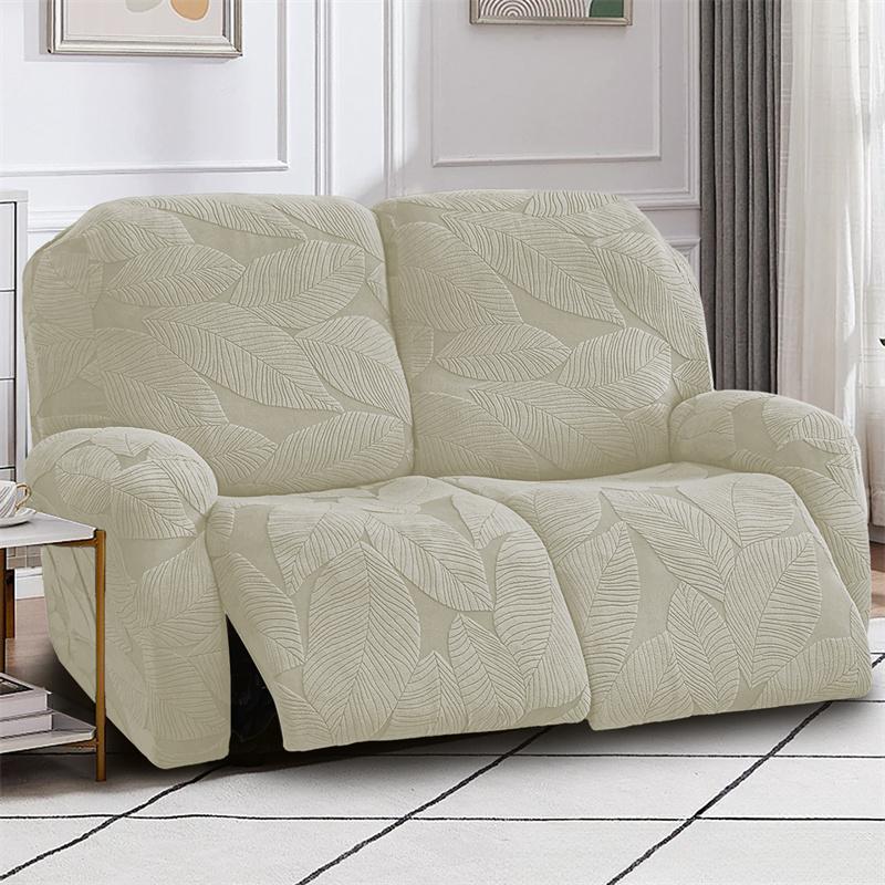 2 Seater Jacquard Split Recliner Sofa Covers Strench Chair Cover with Side Pocket Washable Armchair Slipcover for Living Room
