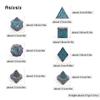 7 Pcs Blue Silver Double Swords Metal Dice Solid Polyhedral Dice Set Suitable for Role-Playing RPG   Pathfinder Board Game
