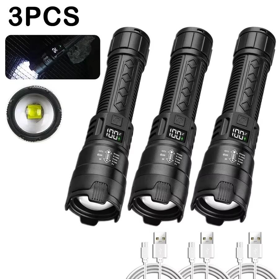 Strong Light Ultra Bright 2000LM LED Flashlight USB Rechargeable Long Range Zoom Tactical Torch Outdoor Camping Fishing Lantern