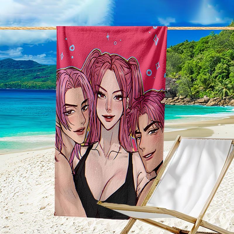 1pc KPop Demon Hunters MIRA1 Beach Towel, Beach and Seaside Swimming Pool Equipment, Fashion Pattern, Rectangular, Travel Essentials