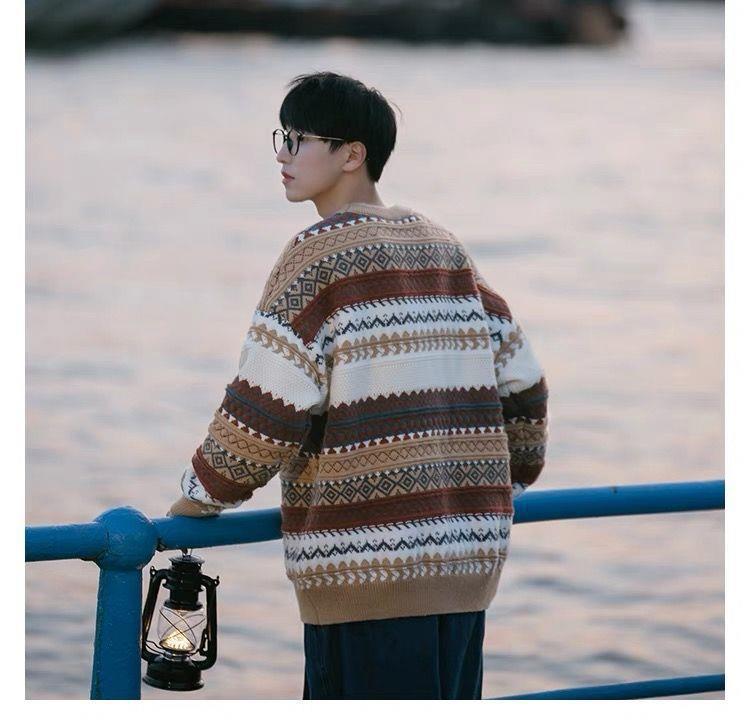 Men's Vintage Fair Isle Christmas Sweater - Thick, Cozy Japanese Retro Style