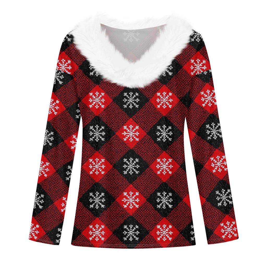 Dámské košile s dlouhým rukávem Roztomilé topy Vánoční potisky Trička Blůzy Ležérní Nadměrné velikosti Základní topy Pulovr