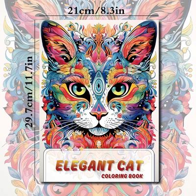 1pc,A4 Teenagers Coloring Book ,Meow Coloring Book,25 Different Patterns,100gsm Thick Paper,Stress Relief,Birthday Gift