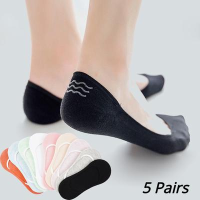 5 Paar unsichtbare, rutschfeste Loafer-Socken für Damen, Boot-Liner, Baumwollsocken, bequeme Söckchen