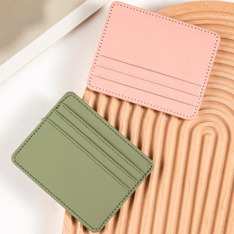 Ultra-thin PU Leather Mini Wallet Slim Credit Card Holder 4 Slots for Men Women Business ID Case
