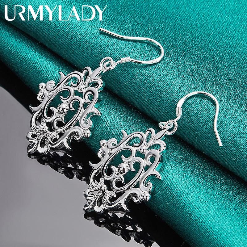 Cercei cu flori goale din argint 925 pentru femei Bijuterii cu farmec de modă