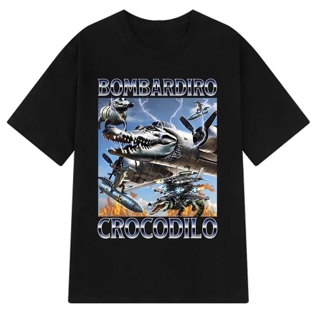 Bombardiro Crocodilo Italian Brainrot Meme T-Shirt Men's Women's Short Sleeve Cotton Tees Funny Graphic Y2k T-shirt Summer Tops