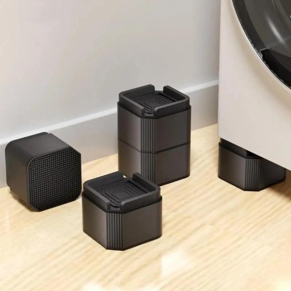 4Pcs Adjustable Anti Vibration Pad Stackale Heavy Duty Feet Leg Base Mat Square Noise Reducing Furniture Risers
