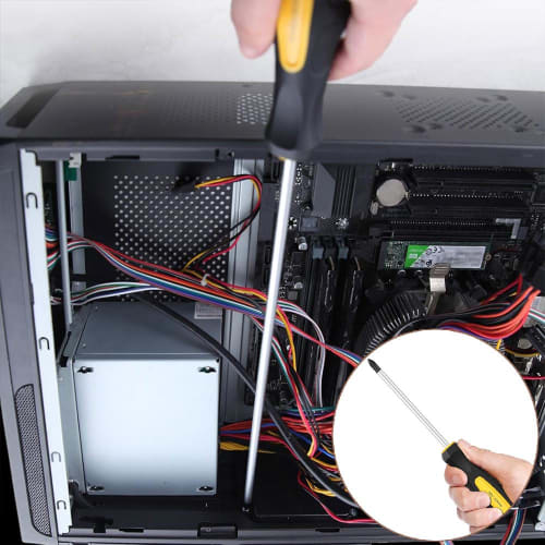 12-Zoll Langer Schraubendrehersatz mit Magnetisch, Kreuzschlitz & Schlitz, Dünner Schaft (6mm), Einstellbare Strahlachse, Silikongriff, für Präzisionsarbeiten in engen