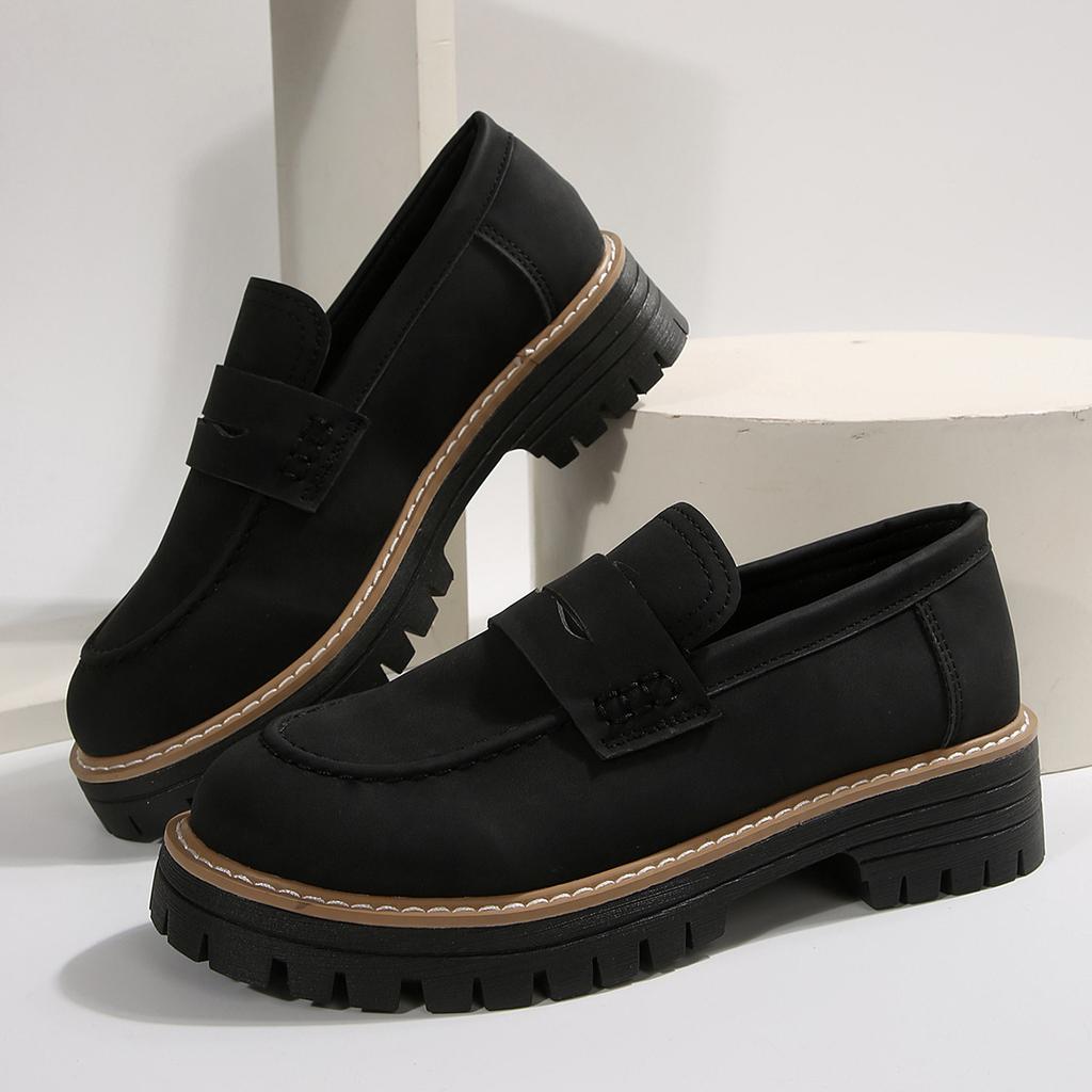 New Spring and Autumn Large Size Casual Scrub Women's Shoes Thick Heel Platform Retro