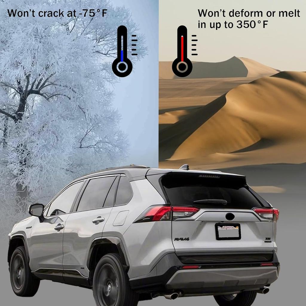 2PCS Premium Matte Black License Plate Frames, 2 Holes Solid Rust-Free Stainless Steel, Rattle-Free Heavy Duty License Plate Bracket Holder,