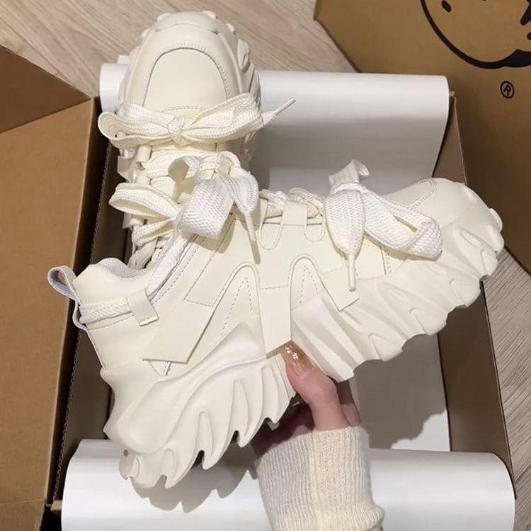 FiveFive High Top Cake Sole Versatile Dad Shoes Thick Sole Increased Height Casual and Comfortable Versatile Sports Shoes