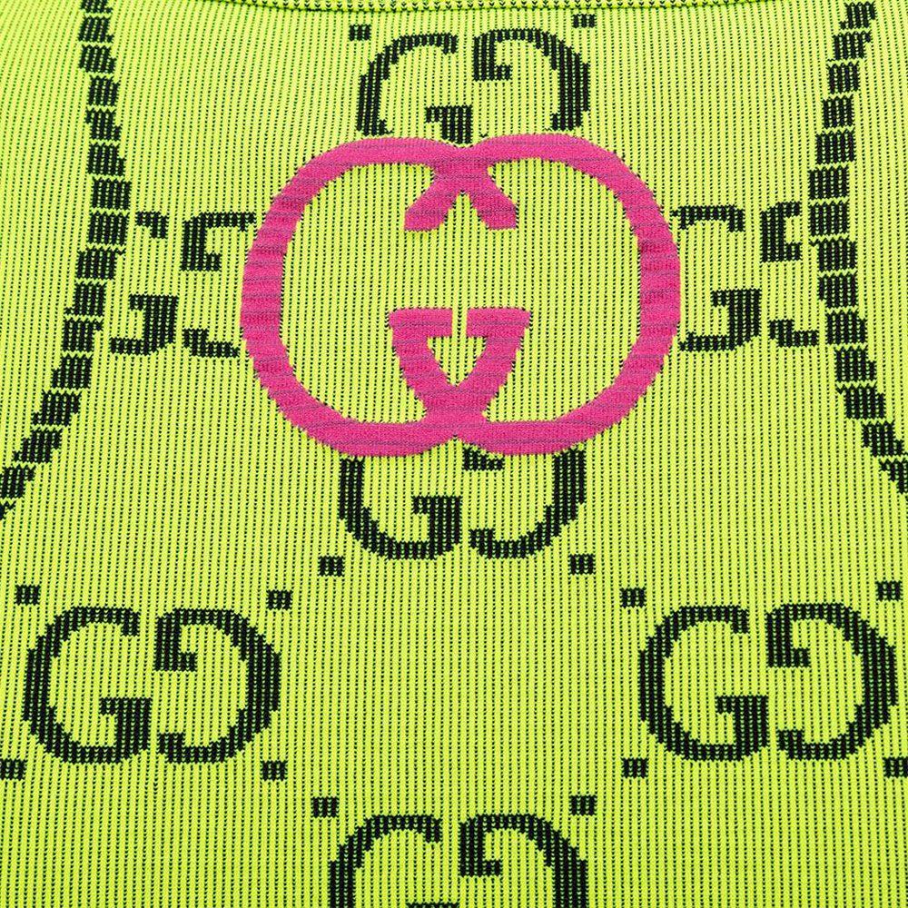 Gucci Gg Jersey Jacquard Sleeveless Top 'Fluo Yellow/Black' 693286-XJEFY-7401