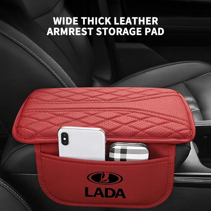 For Lada Leather Car Armrest Storage Bag Auto Center Console Protective Pad Auto Accessories Niva Vesta 4X4 Largus Priora Granta NN63