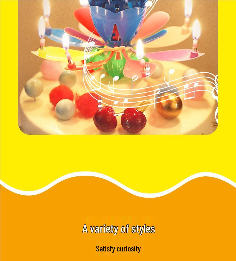 Musical Rotating Lotus Birthday Cake Candle - Sings & Blooms, Perfect for Kids & Celebrations