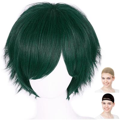 [CaseEden] Cosplay Wig, Full Wig, Heat Resistant, Short, Dark Green, WIG6108