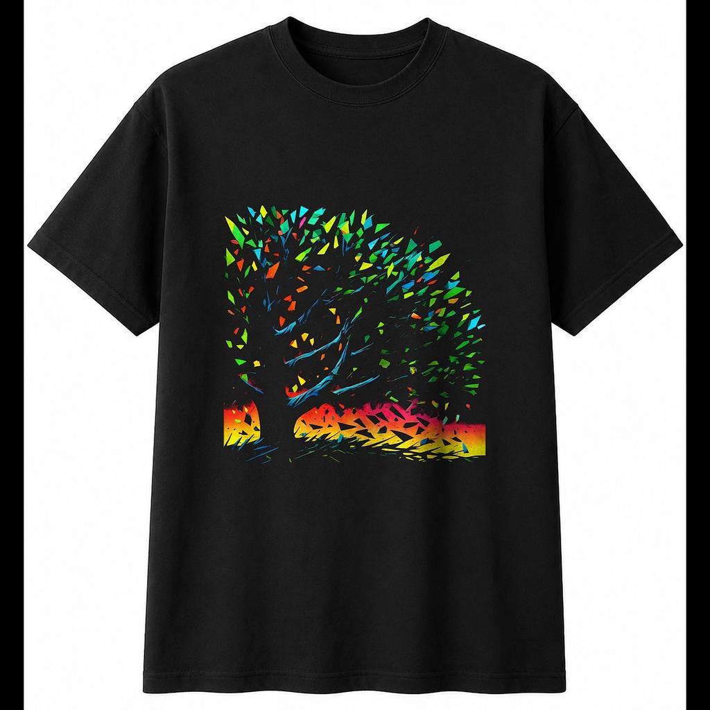 Ash Tree Shattered Mens T-Shirt Nature Black 100% Cotton Botanical Printed