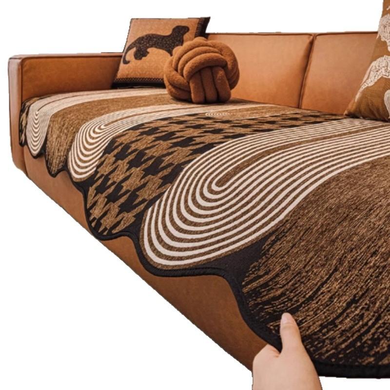 Universal special-shaped sofa cushion for all seasons 2025 new high-end straight-breasted leather sofa cover cloth towel anti-cat scratch cushion