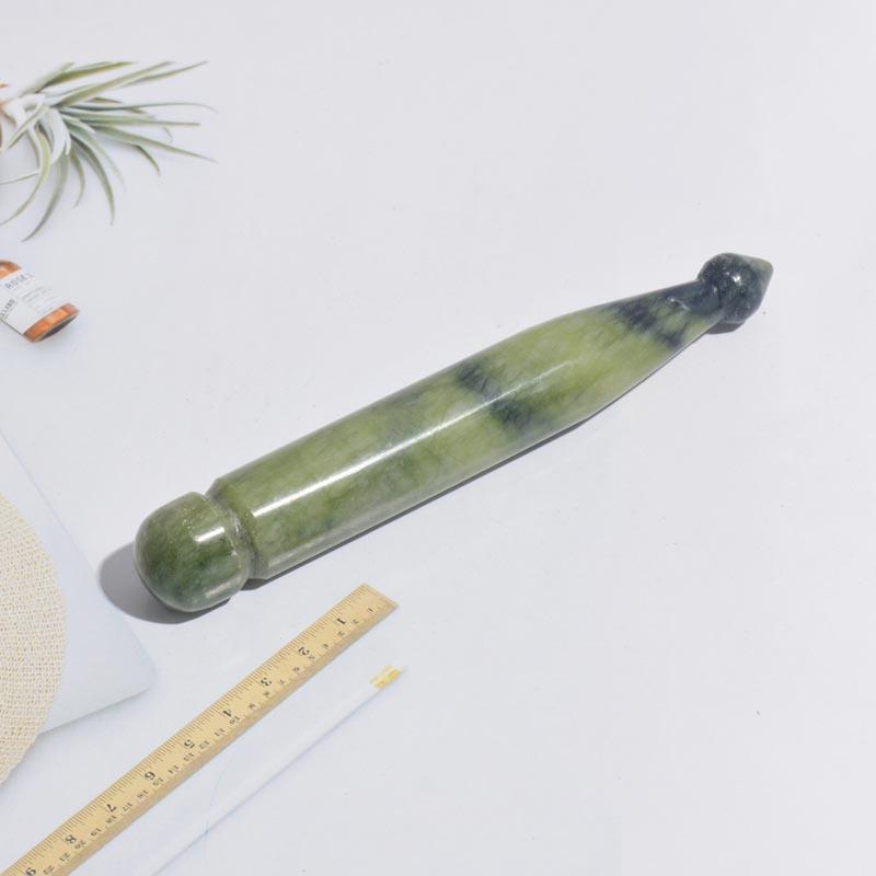 Jade Akupressur Massagestab Grün Glattes Gua Sha Werkzeug für Gesicht Hals Rücken Schmerzlinderung Entspannungstherapie 12,9 cm
