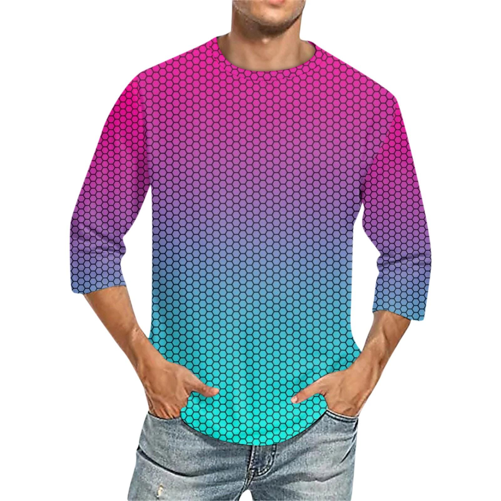 

Мужская повседневная модная футболка с круглым вырезом и рукавом три четверти S