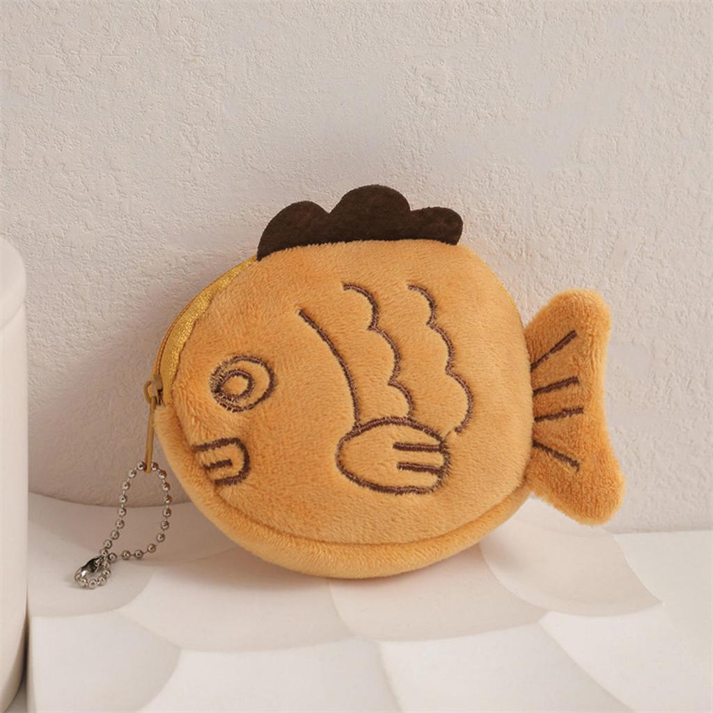 Niedliche Plüsch Schnapperfisch Geldbörse Damen Geld Karten Schlüssel Kopfhörer Münzfach für kleine Dinge Beutel Reißverschluss Clutch Tasche