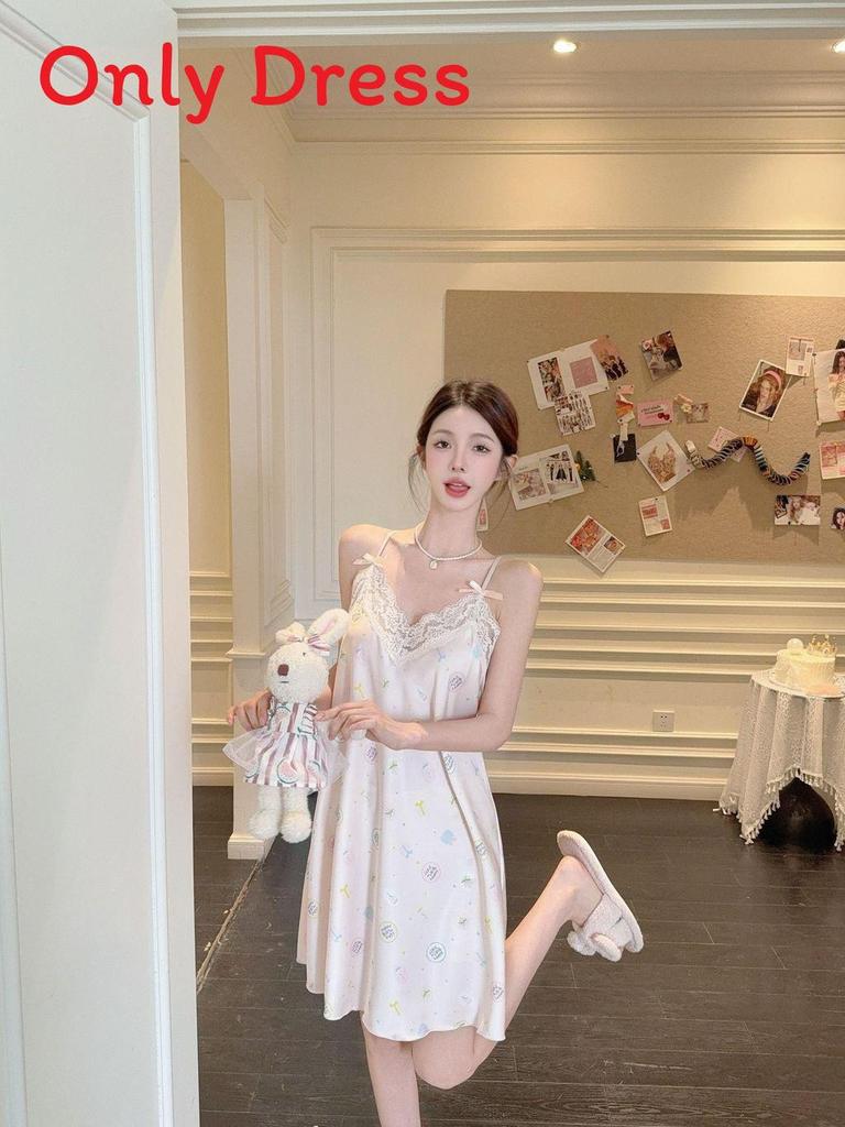 Ice Silk Sleeveless Short Dress For Women With Breathable Comfort For Home Use