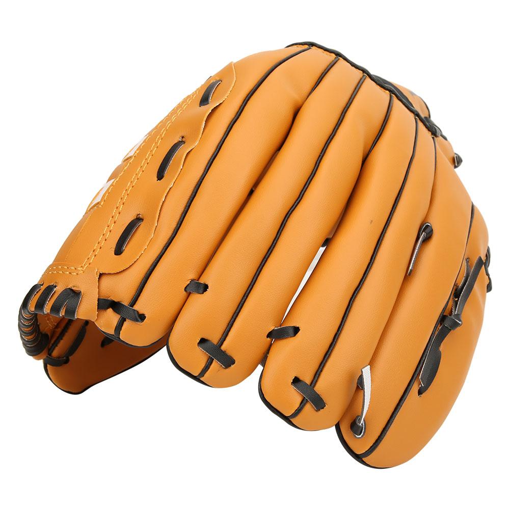PVC Thicken Baseball Glove Training Competition Gloves for Adults Children(Brown 12.5inch)