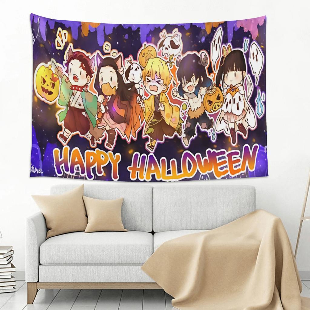 Halloween Demon Slayer Cutecore Tapestry Wall Hanging Blanket Tapestry Home Decor Items Wall Decorations