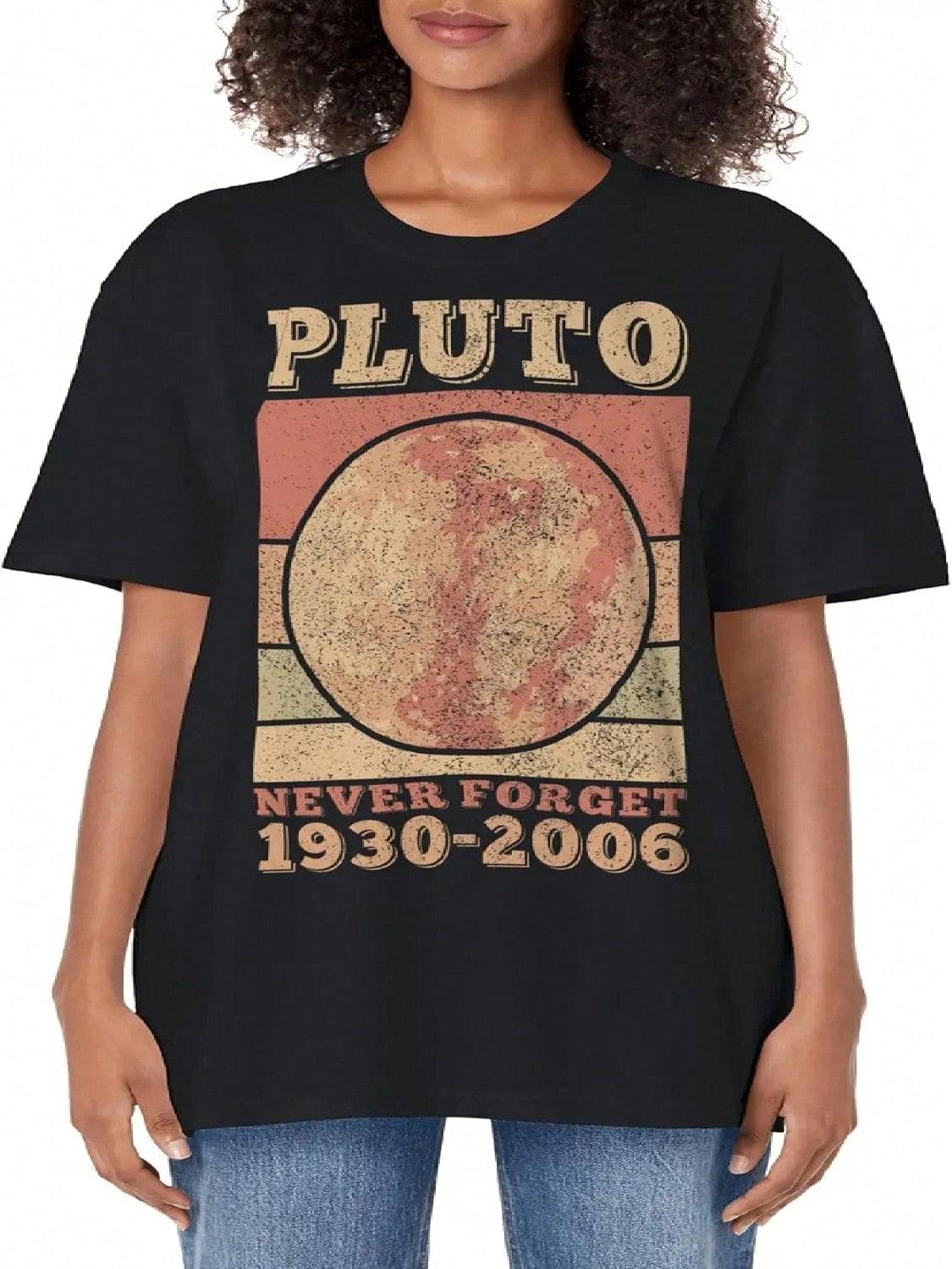 Pluto Never Forget Space Science Astronomy   Funny Adult Oversized Vintage T-Shirt S разноцветный
