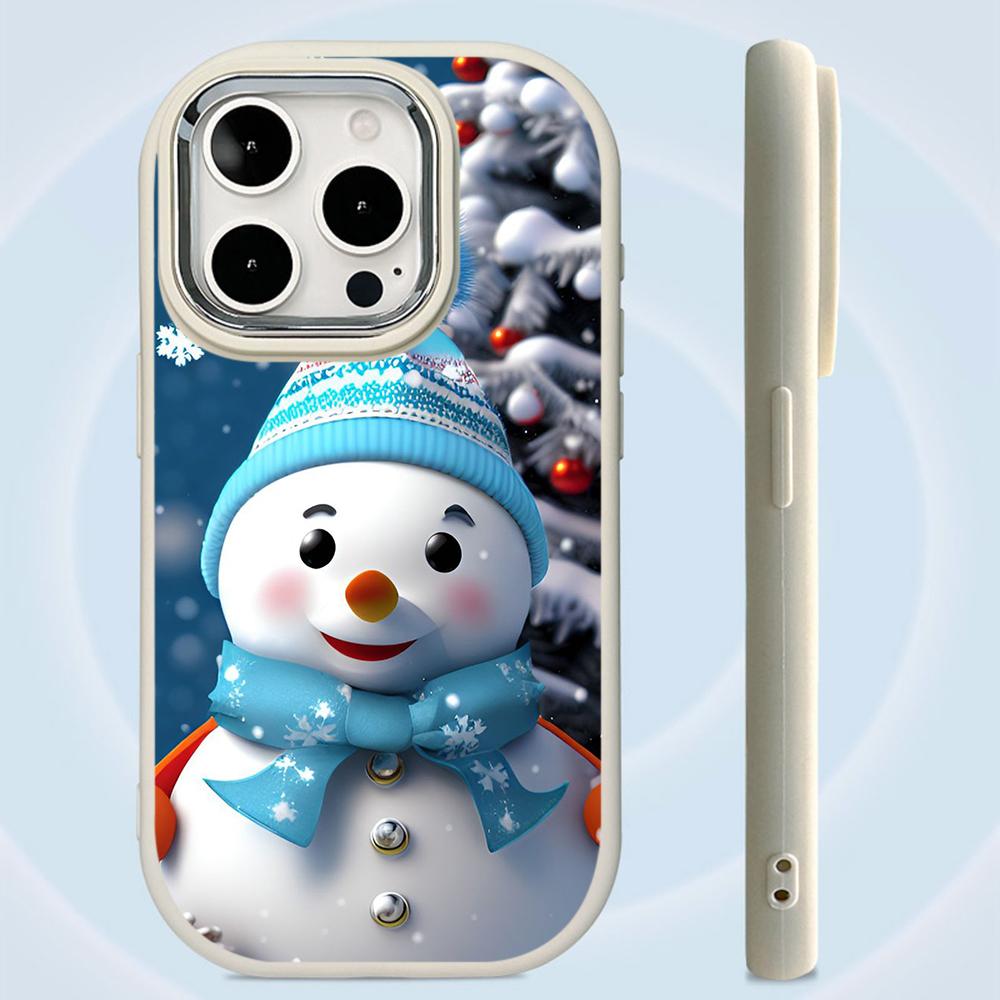 N110 Happy New Year Merry Christmas snowman Soft Phone Cases for iPhone 16Pro Max Xiaomi 11 Lite 5G NE Redmi Plating Frame Camera Protector Back Cover