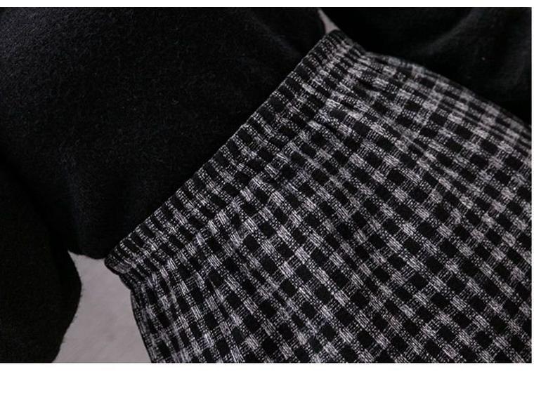 Fustă Midi pentru Femei din Lână cu Dungi Pied-de-Poule Căptușită cu Fleece - Toamnă/Iarnă 2025 Talie Înaltă Cu Șliț Bodycon