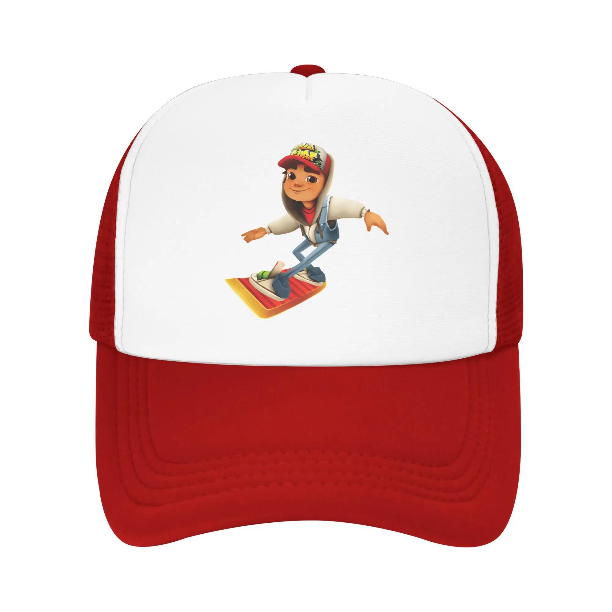 Subway Surfers Game Mesh Baseball Cap Unisex Women Trucker Hat Dad Hat Breathable Polyester Trucker Cap Autumn Trucker Hats as shown