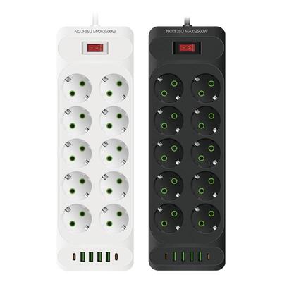 EU Plug AC Outlet Multitap Power Strip 2m Extension Cord Electrical Socket Smart USB Home Office Surge Protector Network Filter