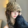 Suede retro duck tongue forward hat autumn and winter American versatile duck tongue beret shows a small face and wears a painter hat