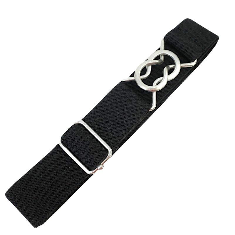 Cintura in Pelle Elastica Regolabile per Bambini con Tessuto Twill e Fibbia Sportiva a Forma di 8