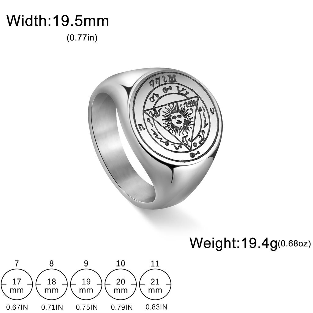 Dreamtimes SUN Triangle Stainless Steel Rings Magic Symbol Charm Kabbalah Amulet Retro Jewelry Gift 19MM Ring
