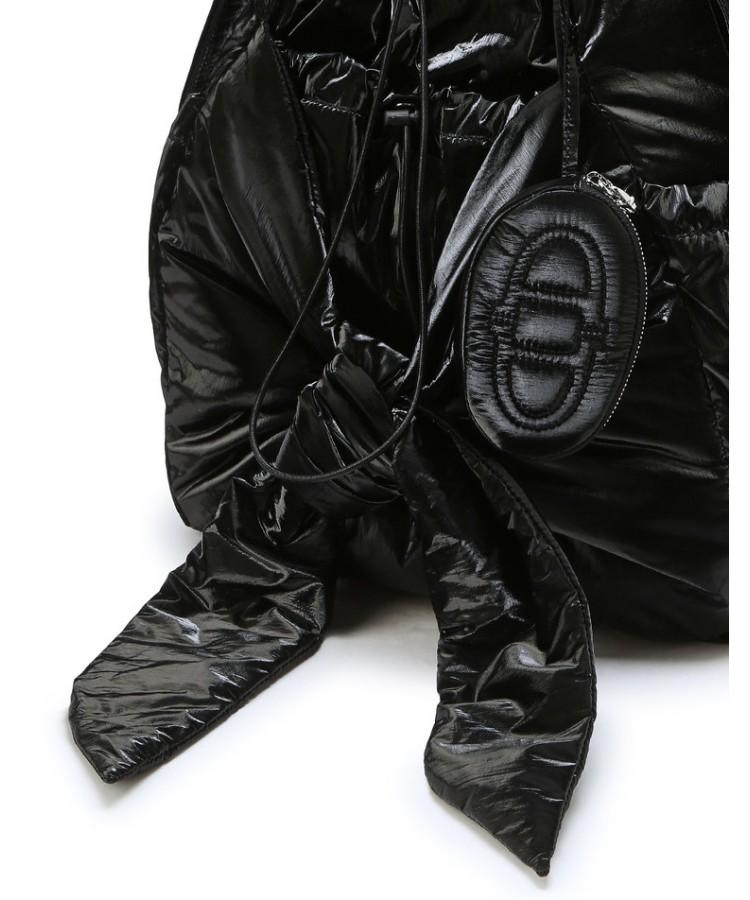 Athe Vanessabruno [Ruban] Glossy Black Ribbon Backpack And Shoulder Bag L Aaba6E900Bk