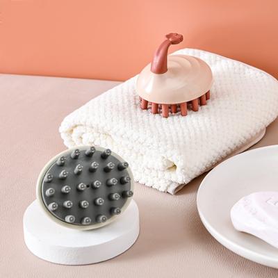 Household Silicone Shower Massage Brush Scalp Massager with Handle Dry and Wet Dual Purpose Massage Hair Comb Care Tool